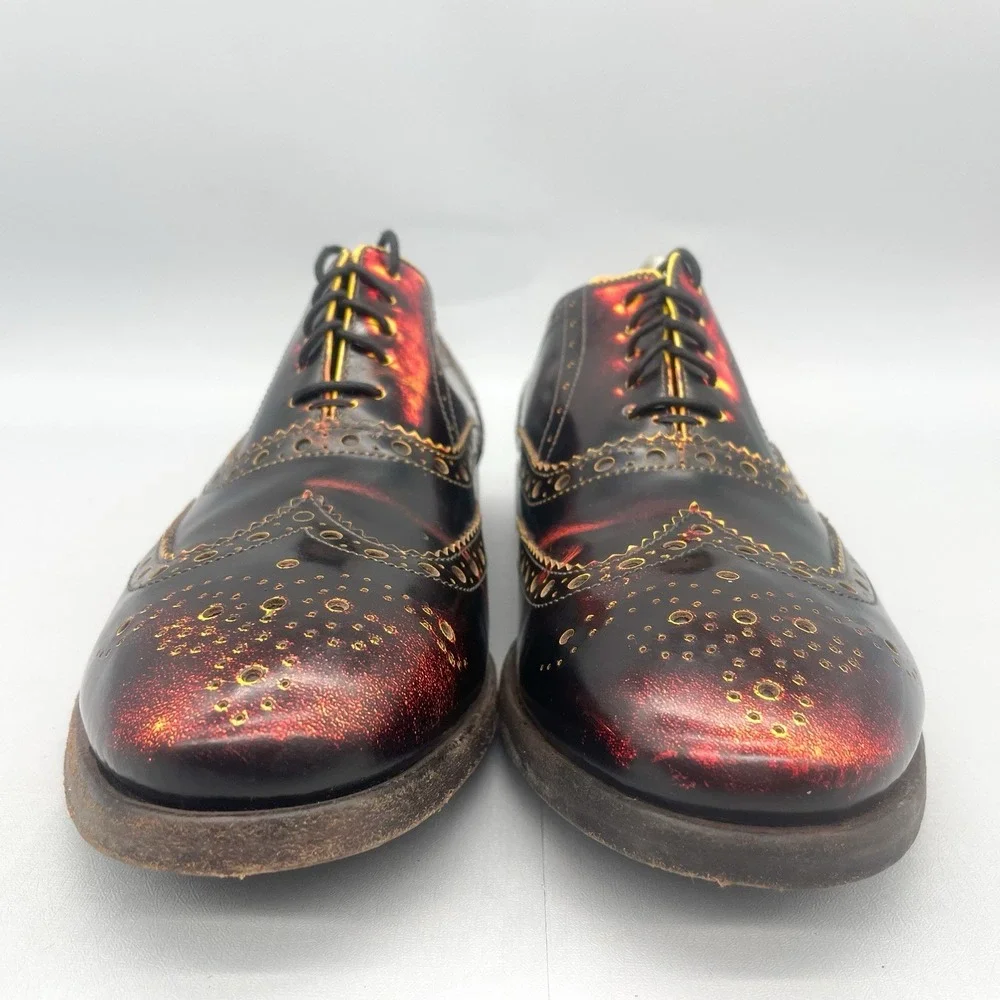 Paul Smith Mens‎ 8.5 Chuck Wingtip Oxford Shoes Burnised Leather Brogue Lace Up